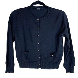 Luisa Spagnoli Black Wool Button Down Cardigan